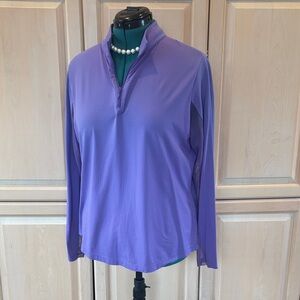 IBKUL Lavender Purple Half-Zip Long Sleeve Performance Top UPF 50